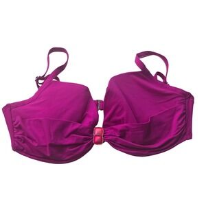2Bamboo Womens Magenta Pink Underwire Bikini Top Padded Twist Front 36D-38D L/XL
